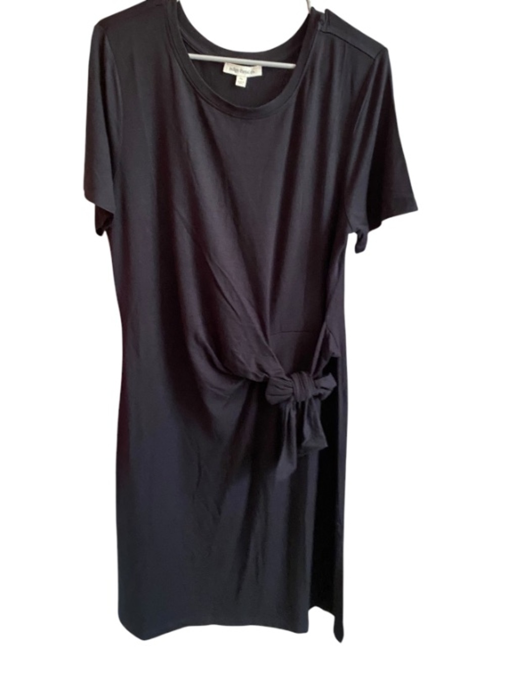 Indigo Thread Co. Black Short-Sleeve Midi Dress with Side Knot NWOT Size XL